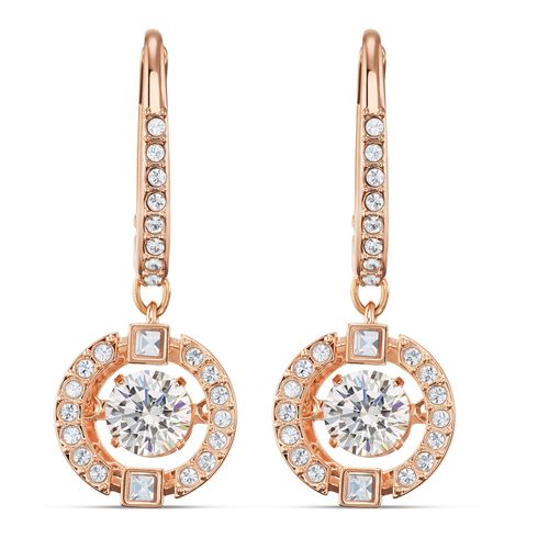 Brincos Swarovski Sparkling Dance, Branco, Revestidos em Tom de Ouro Rosa