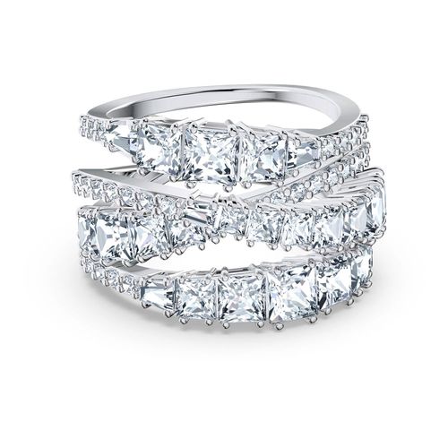 Anel Twist, branco, banhado a ródio