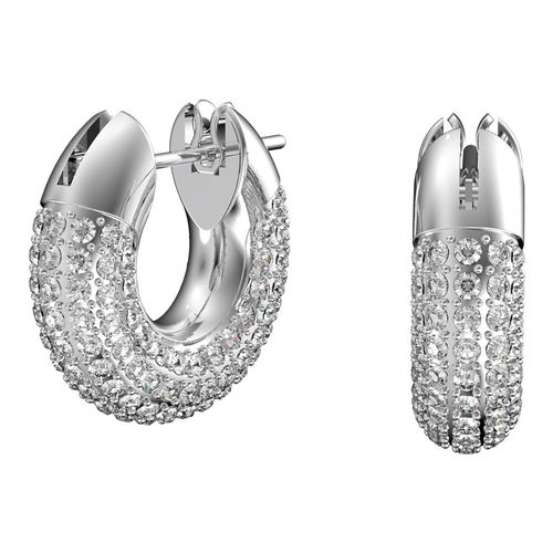 Brincos argola Dextera, Pavé, Branco, Banhado a ródio