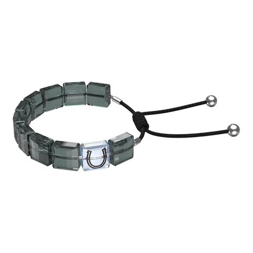 Pulseira Letra, Ferradura, Cinzento, banhado a ródio