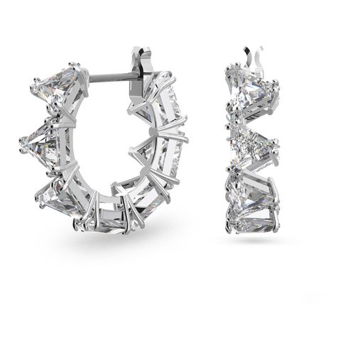 Brincos de argola Ortyx, corte triangular, pequeno, branco, banhado a ródio