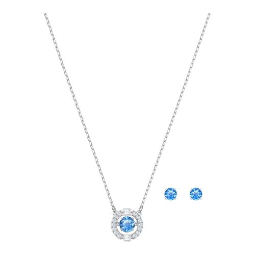 Conjunto Sparkling Dance Round, Azul, Revestido a Ródio