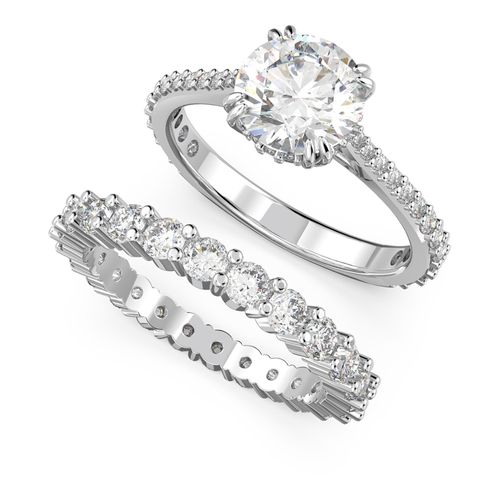 Anel Constella, Conjunto (2), Lapidação Princesa, Branco, banhado a ródio