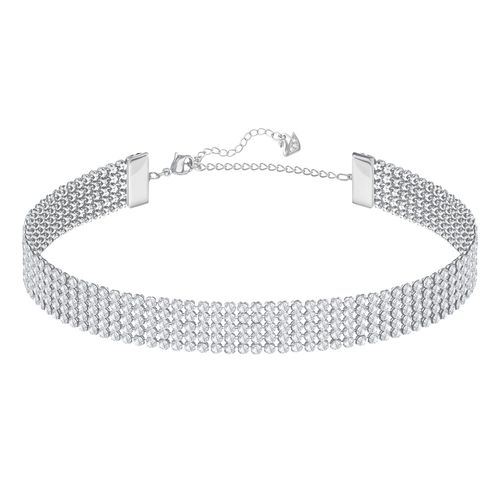 Colar Fit Choker, Branca, Revestido em Paládio