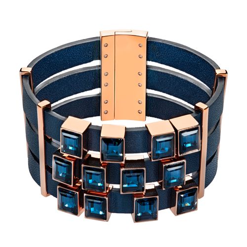 Pulseira Element, Azul, Revestida em Tom de Ouro Rosa