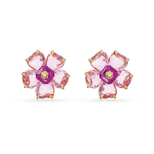 Brincos stud Florere, Flor, Rosa, Lacado a dourado
