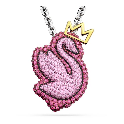 Pingente Pop Swan, Cisne, Comprido, Rosa, Lacado a ródio