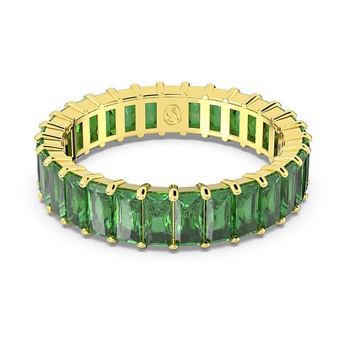 Anel Matrix, Lapidação Baguete, Verde, Lacado a dourado
