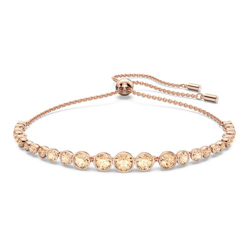 Pulseira Emily, Lapidações redondas mistas, Rosa, Lacado a rosa dourado
