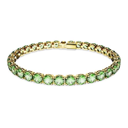 Pulseira Matrix Tennis, Lapidação redonda, Média, Verde, Lacado a dourado