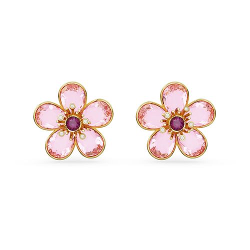 Brincos stud Florere, Flor, Rosa, Lacado a dourado
