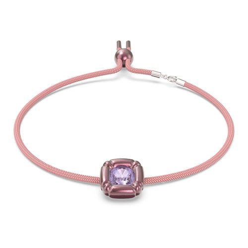 Colar Dulcis, Cristais de lapidação cushion, Rosa, Banhado a ródio