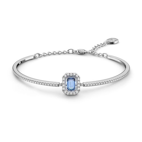 Bracelete Millenia, Swarovski Zirconia com lapidação octogonal, Azul, Banhado a ródio