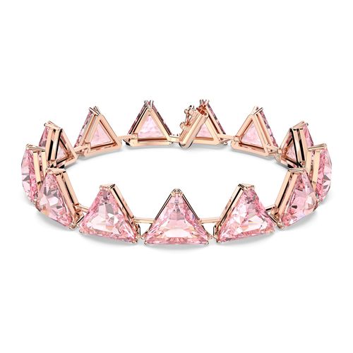 Pulseira Millenia, Cristais de lapidação triangular, Rosa, Banhado a ródio