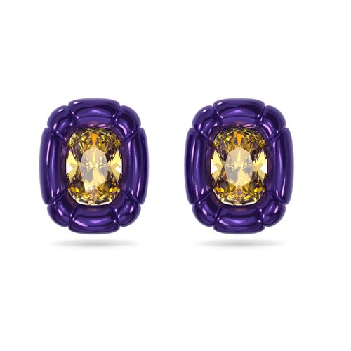 Brincos de pressão  Dulcis, Cristais de lapidação cushion, Roxo