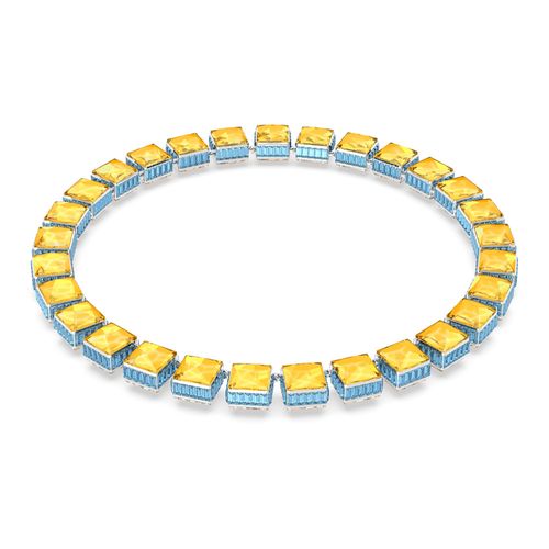 Colar Orbita, Cristais de lapidação quadrada, Multicor, banhado a ródio