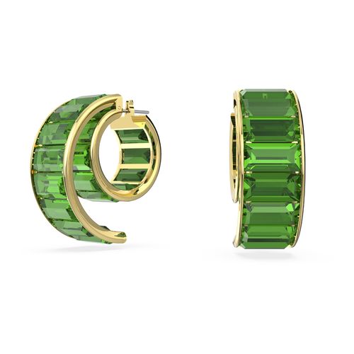 Brincos argola Matrix, Verde, Banhado a dourado
