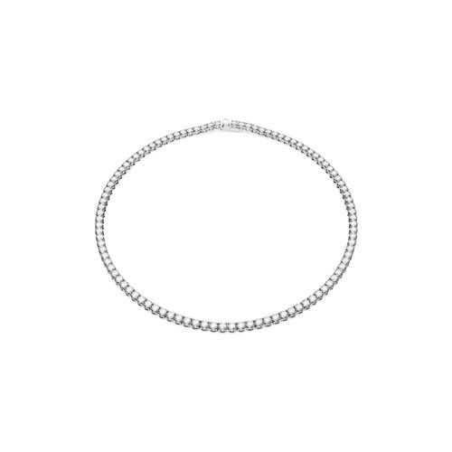 Colar Matrix Tennis, Lapidação redonda, Pequeno, Branco, Banhado a ródio