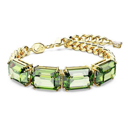 Pulseira Millenia, Lapidação octogonal, Verde, Banhado a dourado