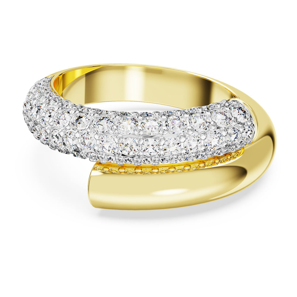 Anel cocktail Dextera, Branco, Banhado a dourado | Swarovski