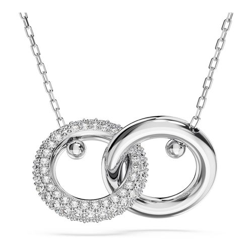 Pingente Dextera, Argola entrelaçada, Branco, Revestido em ródio