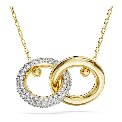 Pingente Dextera, Argola entrelaçada, Branco, Revestido em dourado