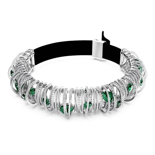 Gargantilha Hyperbola, Zirconia neutra em carbono, Verde, Revestido em ródio