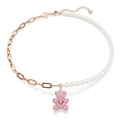 Pingente Teddy, Urso, Rosa, Revestido em rosa dourado