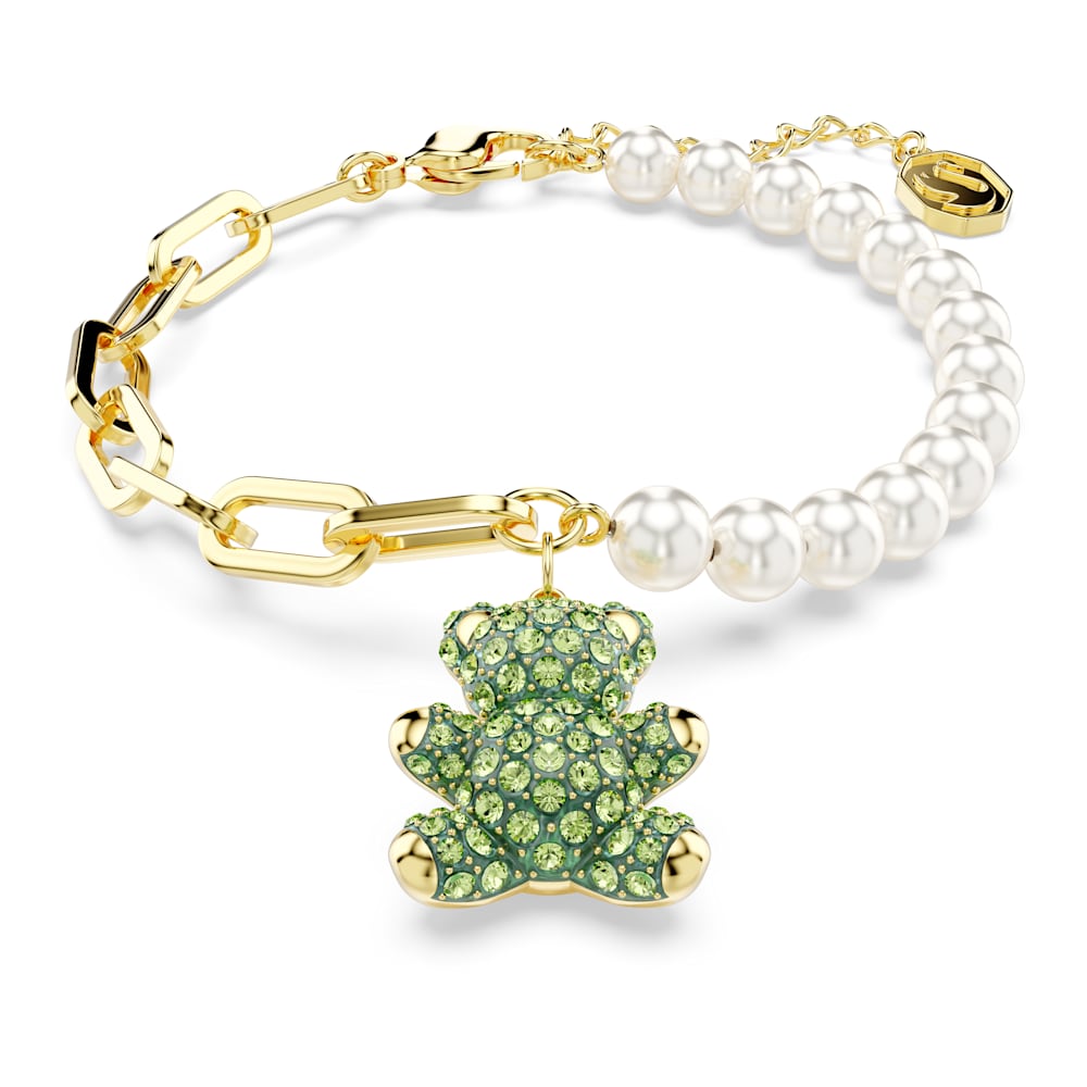 Pulseira Teddy, Urso, Verde, Revestido em dourado | Swarovski - Swarovski