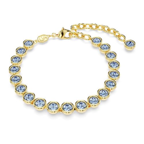 Pulseira Imber, Lapidação redonda, Azul, Revestido em dourado