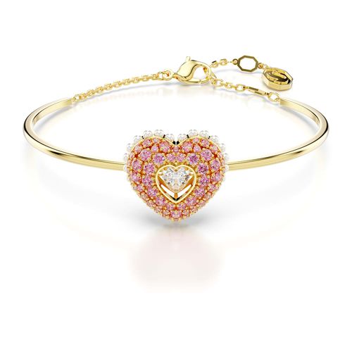 Bracelete Hyperbola, Coração, Rosa, Revestido em dourado