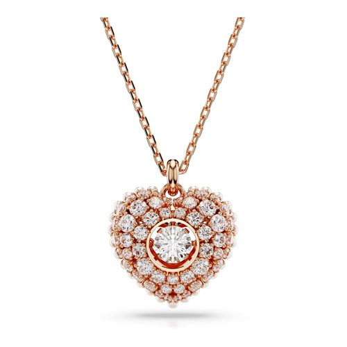 Pingente Hyperbola, Coração, Branco, Revestido em rosa dourado