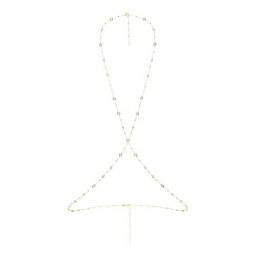 Corrente corporal Imber, Lapidação redonda, Branca, Revestido em dourado