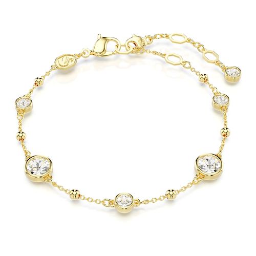 Pulseira Imber, Lapidação redonda, Branca, Revestido em dourado