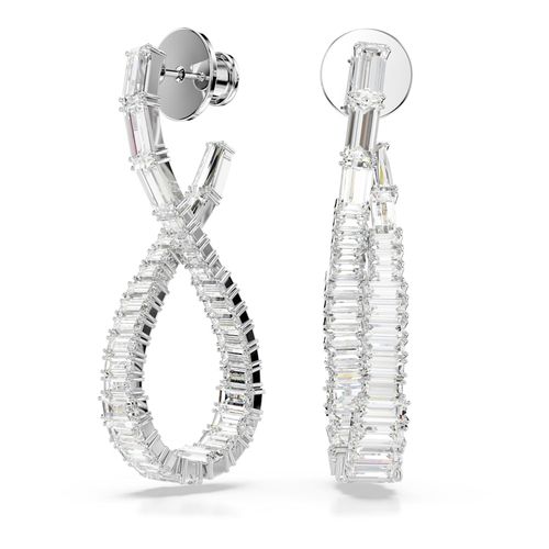 Brincos compridos Hyperbola, Infinity, Branco, Revestido em ródio