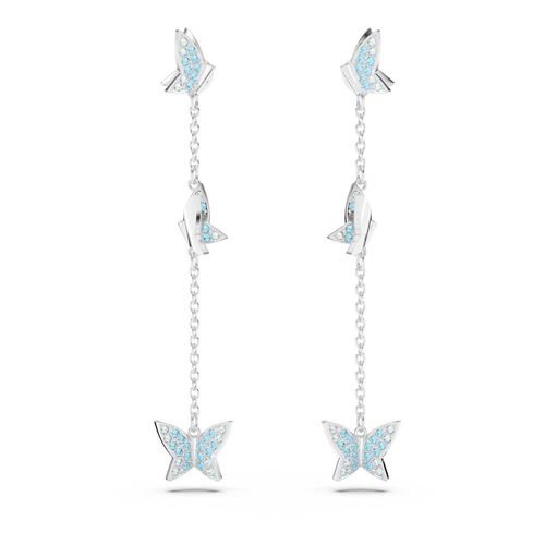 Brincos compridos Lilia, Borboleta, Azuis, Lacado a ródio