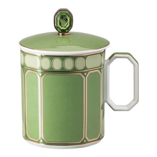 Caneca com tampa Signum, Porcelana, Verde