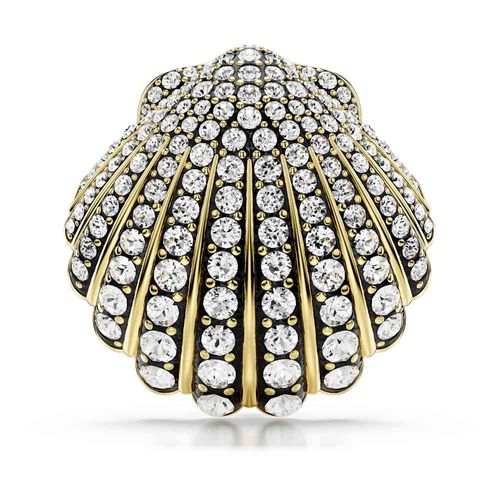 Broche Idyllia, Concha, Branca, Revestido em dourado