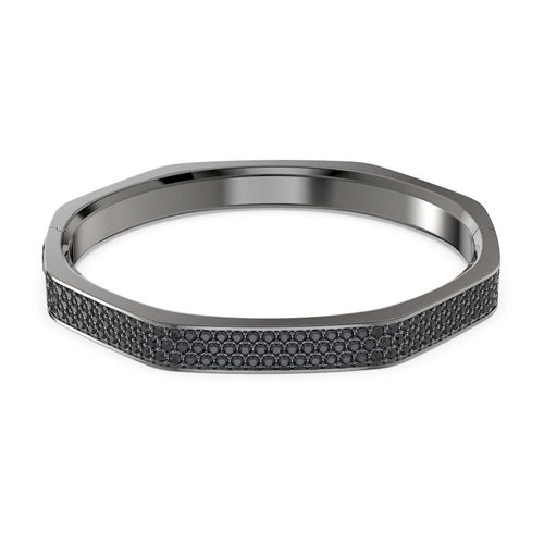 Bracelete Dextera, Modelo octagonal, Preto, Lacada a ródio