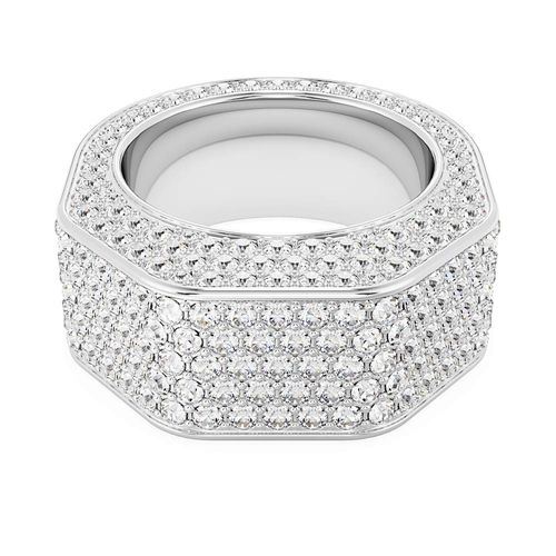 Anel Dextera, Modelo octagonal, Pavé, Branco, Lacado a ródio