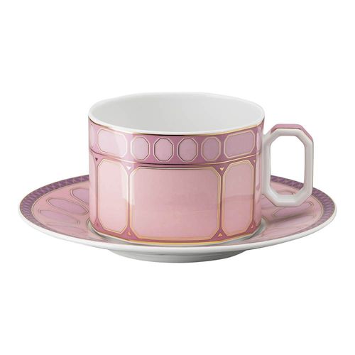 Chávena de chá com pires Signum, Porcelana, Rosa