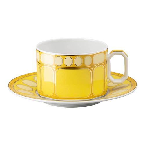 Chávena de chá com pires Signum, Porcelana, Amarelo