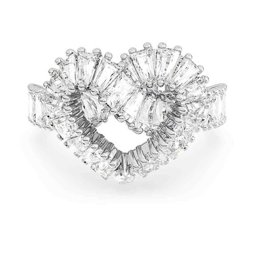 Anel cocktail Matrix, Combinação de lapidações, Coração, Branco, Lacado a ródio