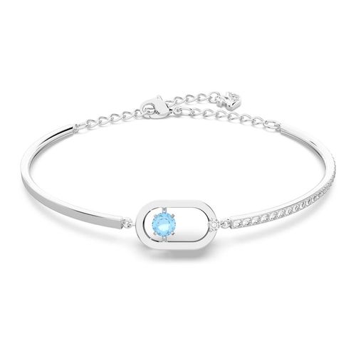 Pulseira Swarovski Sparkling Dance Oval, Azul, banhado a ródio