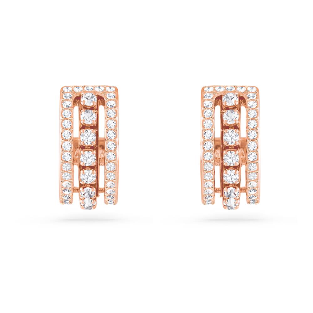 Brincos argola Further, Brancos, banhado a rosa dourado | Swarovski ...