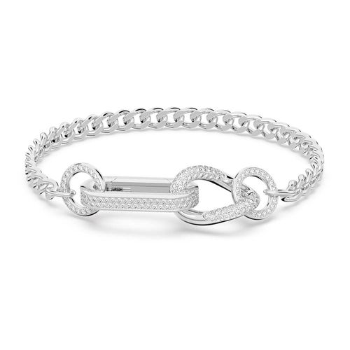 Pulseira Dextera, Pavé, Ligações mistas, Branca, Banhado a ródio