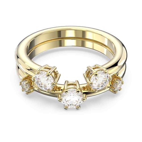 Anel Constella, Conjunto (2), Lapidação redonda, Branco, banhado a dourado