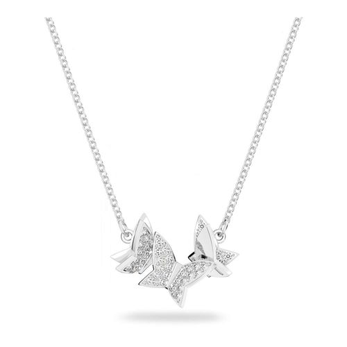 Colar Lilia, Borboleta, Branco, Banhado a ródio