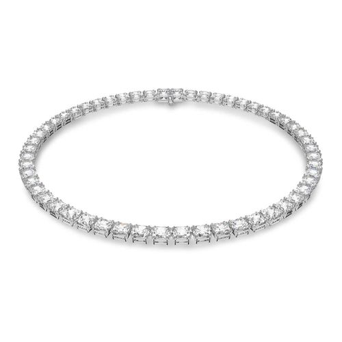 Colar Millenia, Cristal e Swarovski Zirconia de lapidação quadrada, Branco, Banho de Ródio