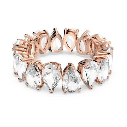 Anel Vittore Pear, branco, banhado a rosa dourado